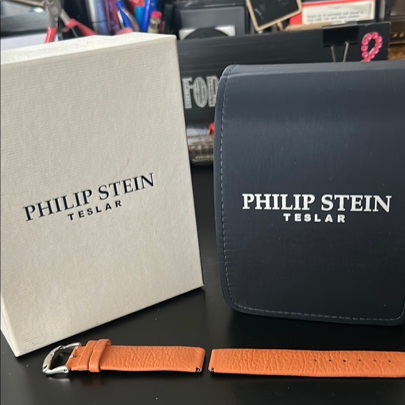Philip Stein Teslar Orange Leather Watch Strap never worn - Picture 1 of 6